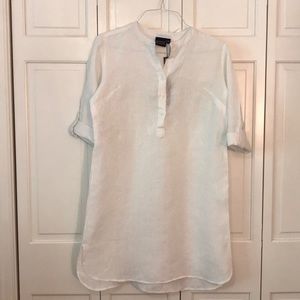 White Madison Mathews linen dress